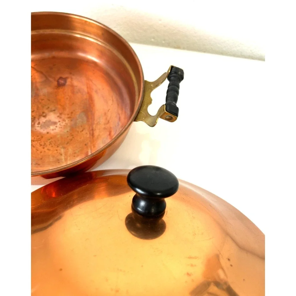 Vintage Coppercraft Guild Copper Serving Dish Lid Clad Aluminum Saute Pan Set 5